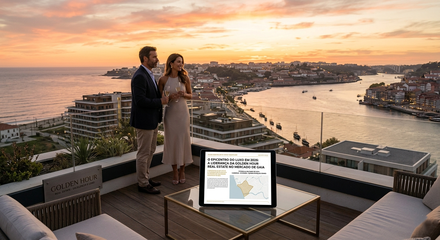 O Epicentro do Luxo em 2026: A Liderança da Golden Hour Real Estate no Mercado de Gaia