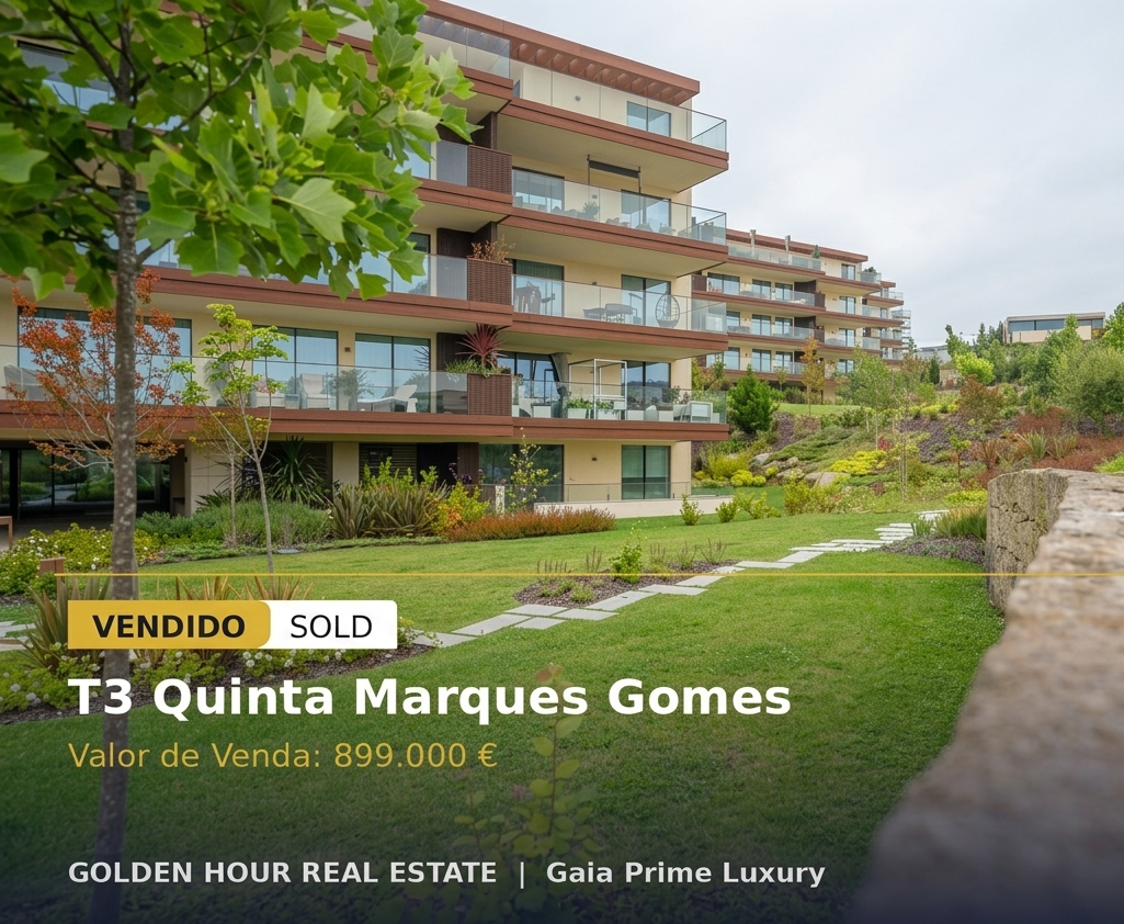 Consolidation dans l´Immobilier de Luxe à Gaia : Golden Hour Real Estate Réalise la Vente d´un T3 à Quinta Marques Gomes pour 899 000 €